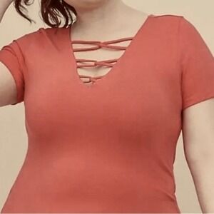 TORRID Red/Maroon V-Neck Blouse Shirt